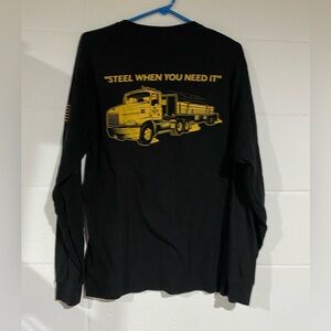 Hanes Black Long Sleeve with Yellow Truck Graphic
